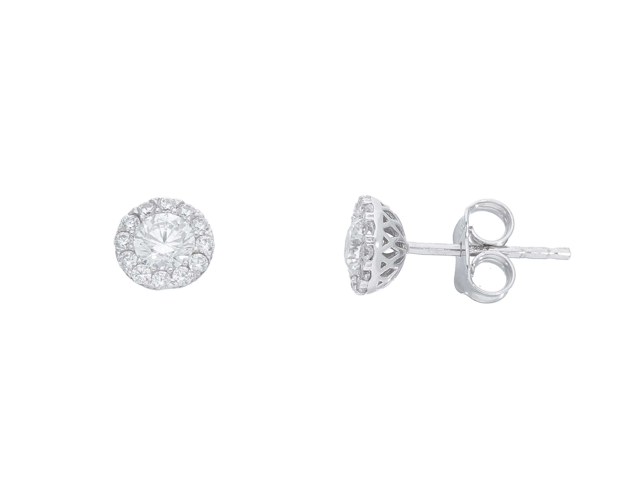 White gold earrings 14k with white zircon (code S244023)